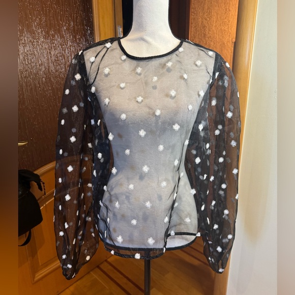 Zara women’s organza blouse blouson sz XL. New with tag - Picture 2 of 16